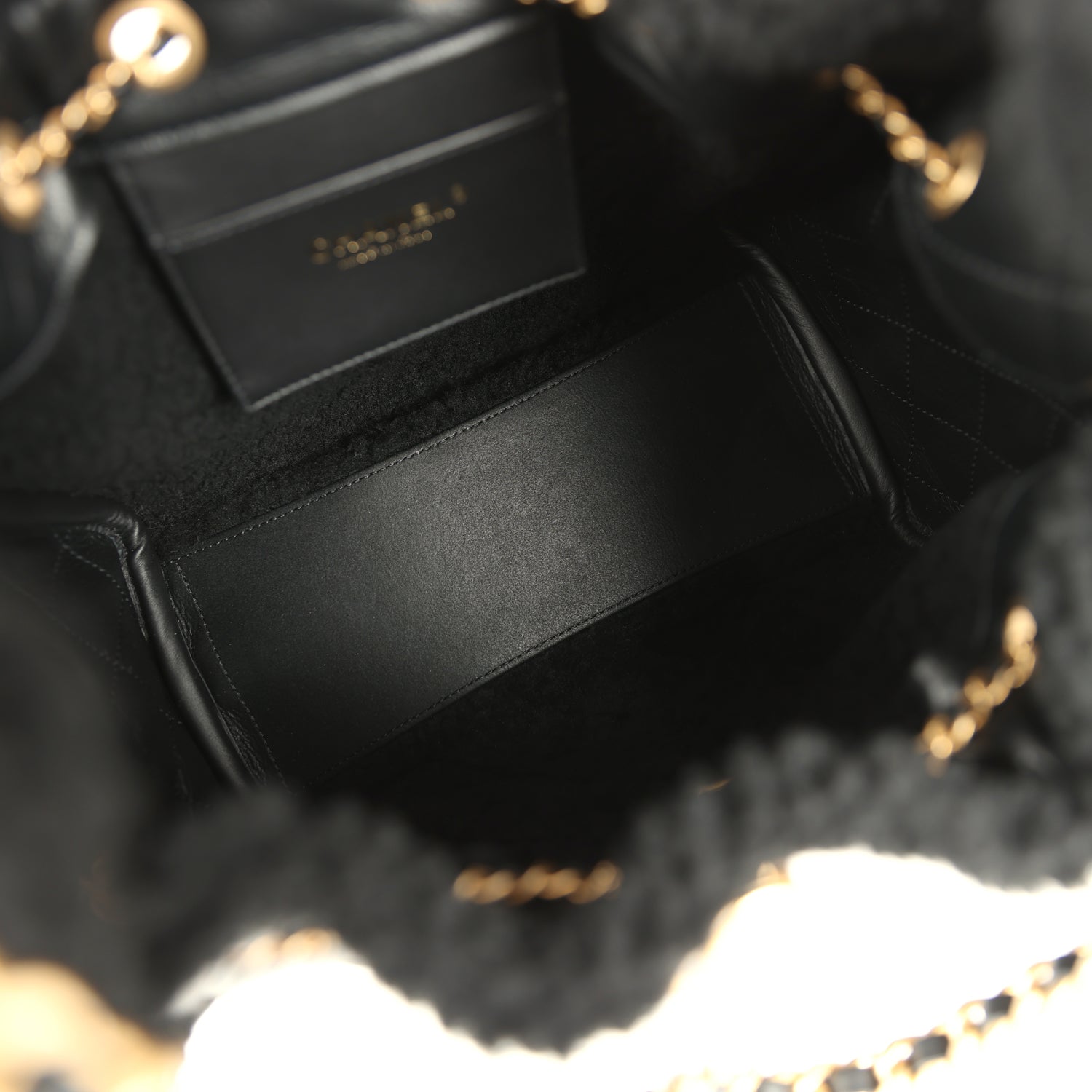 Small 25 Hobo Bag Black Crumpled Sheepskin and Shearling Antique Gold Hardware