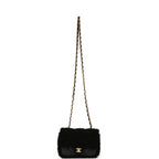 Mini Shearling Flap Bag Black Lambskin Brushed Gold Hardware