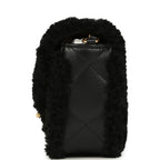 Mini Shearling Flap Bag Black Lambskin Brushed Gold Hardware