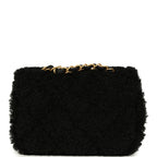 Mini Shearling Flap Bag Black Lambskin Brushed Gold Hardware