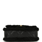 Mini Shearling Flap Bag Black Lambskin Brushed Gold Hardware