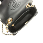 Mini Shearling Flap Bag Black Lambskin Brushed Gold Hardware