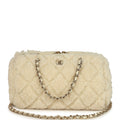 Mini Timeless Classic Barrel Bag with Chain Beige Shearling Light Gold Hardware