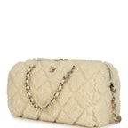 Mini Timeless Classic Barrel Bag with Chain Beige Shearling Light Gold Hardware