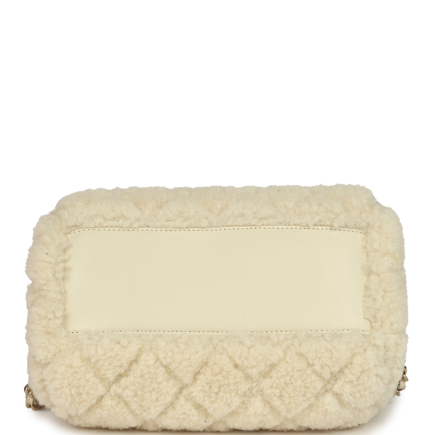 Mini Timeless Classic Barrel Bag with Chain Beige Shearling Light Gold Hardware
