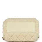 Mini Timeless Classic Barrel Bag with Chain Beige Shearling Light Gold Hardware