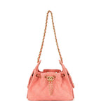 Mini 25 Hobo Bag Pink Suede Antique Gold Hardware