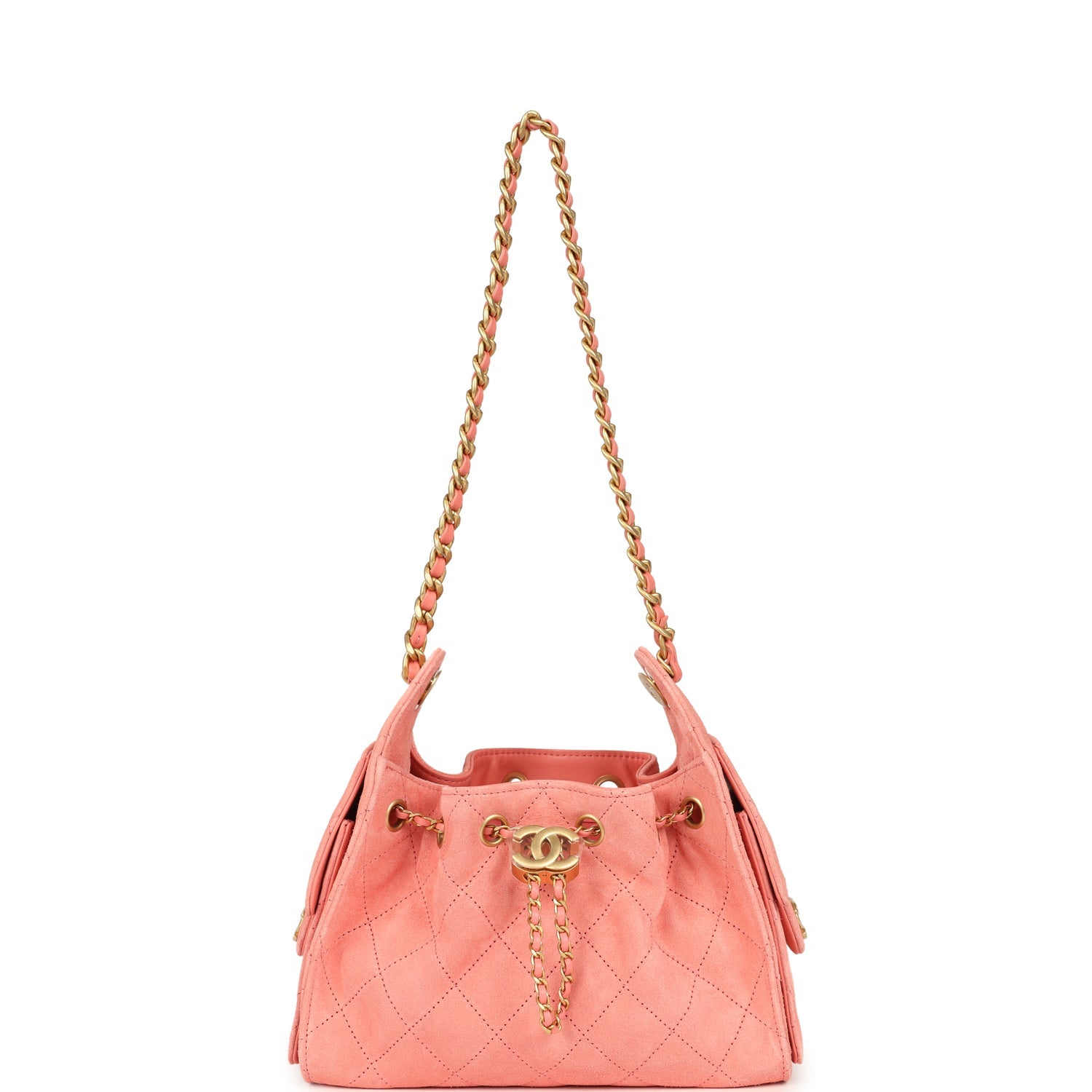 Mini 25 Hobo Bag Pink Suede Antique Gold Hardware