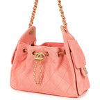 Mini 25 Hobo Bag Pink Suede Antique Gold Hardware
