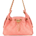 Mini 25 Hobo Bag Pink Suede Antique Gold Hardware