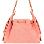 Mini 25 Hobo Bag Pink Suede Antique Gold Hardware