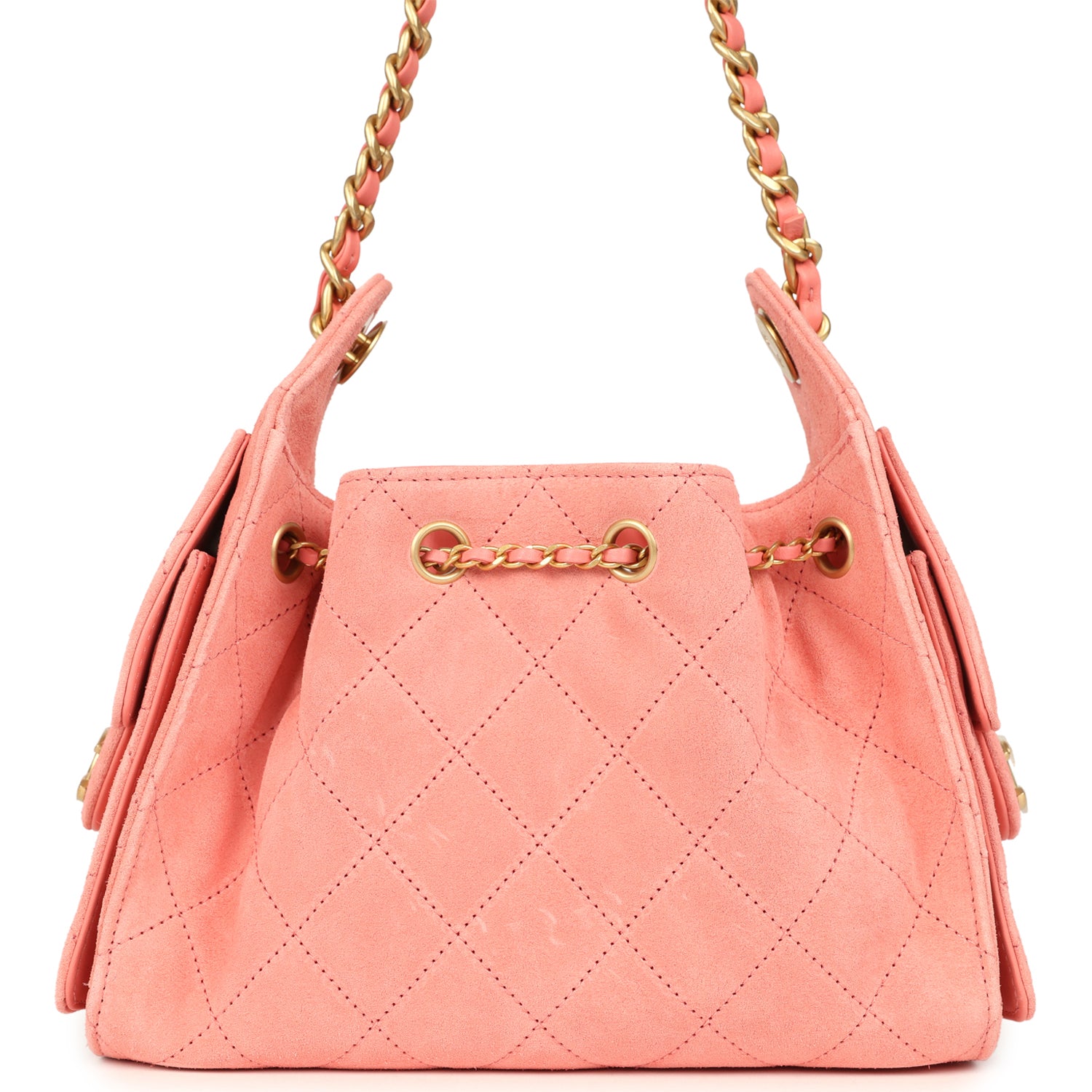 Mini 25 Hobo Bag Pink Suede Antique Gold Hardware