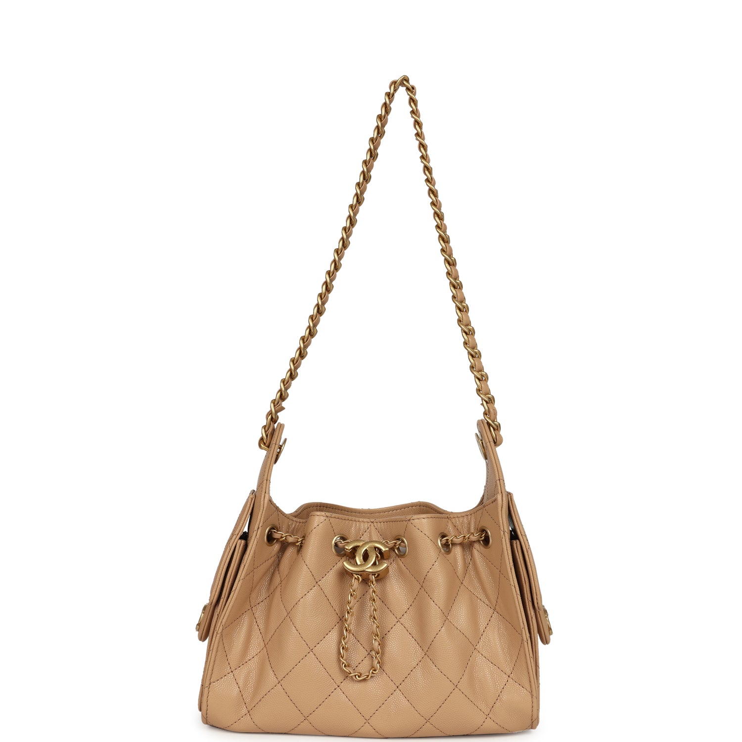 Mini 25 Hobo Bag Beige Caviar Antique Gold Hardware