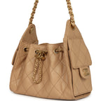 Mini 25 Hobo Bag Beige Caviar Antique Gold Hardware