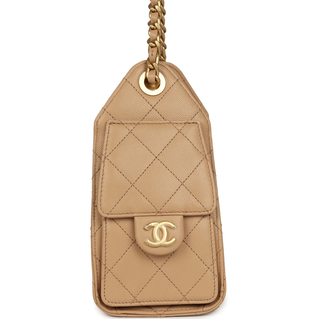 Mini 25 Hobo Bag Beige Caviar Antique Gold Hardware