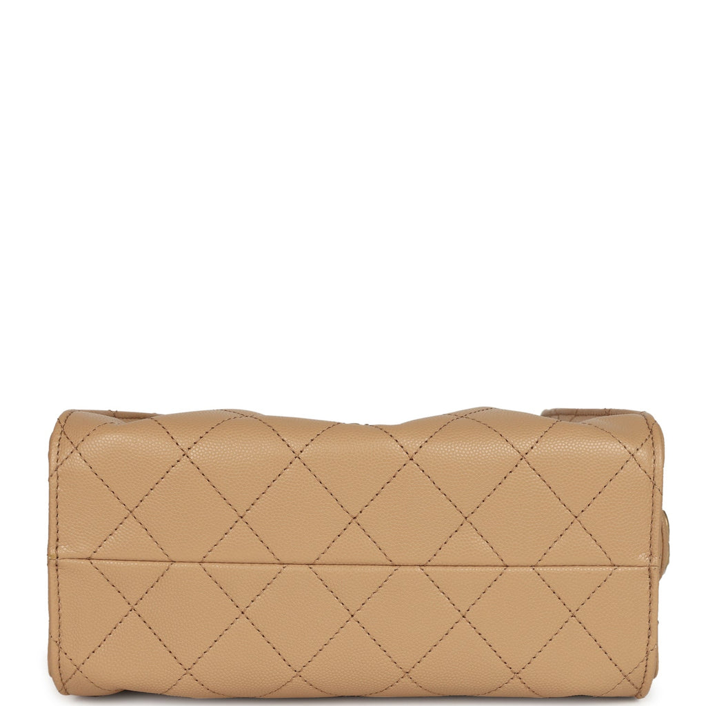 Mini 25 Hobo Bag Beige Caviar Antique Gold Hardware