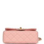 Mini Rectangular Flap Bag with CC Top Handle Pink Shiny Caviar Antique Gold Hardware
