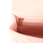 Mini Rectangular Flap Bag with CC Top Handle Pink Shiny Caviar Antique Gold Hardware