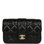 Mini Tab Flap Bag Black Lambskin Gold Hardware