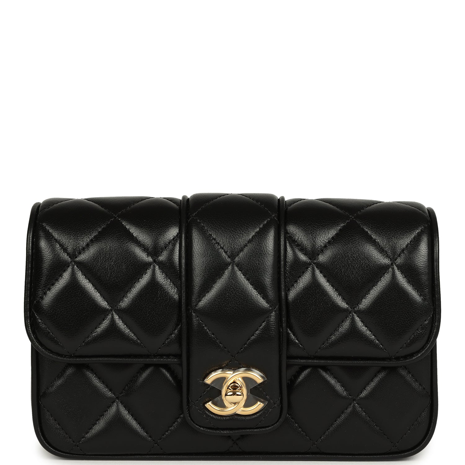Mini Tab Flap Bag Black Lambskin Gold Hardware