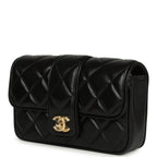 Mini Tab Flap Bag Black Lambskin Gold Hardware
