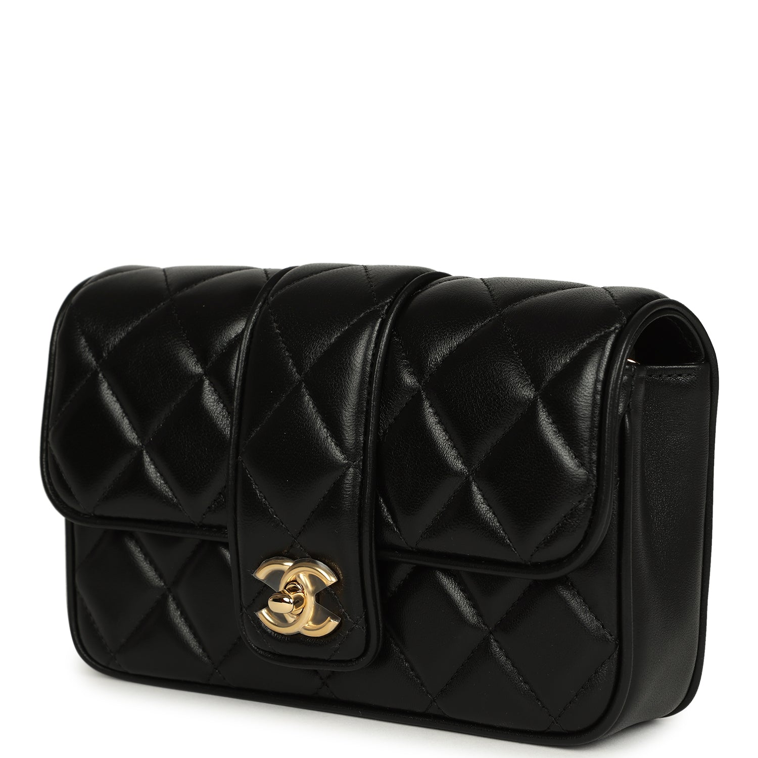 Mini Tab Flap Bag Black Lambskin Gold Hardware