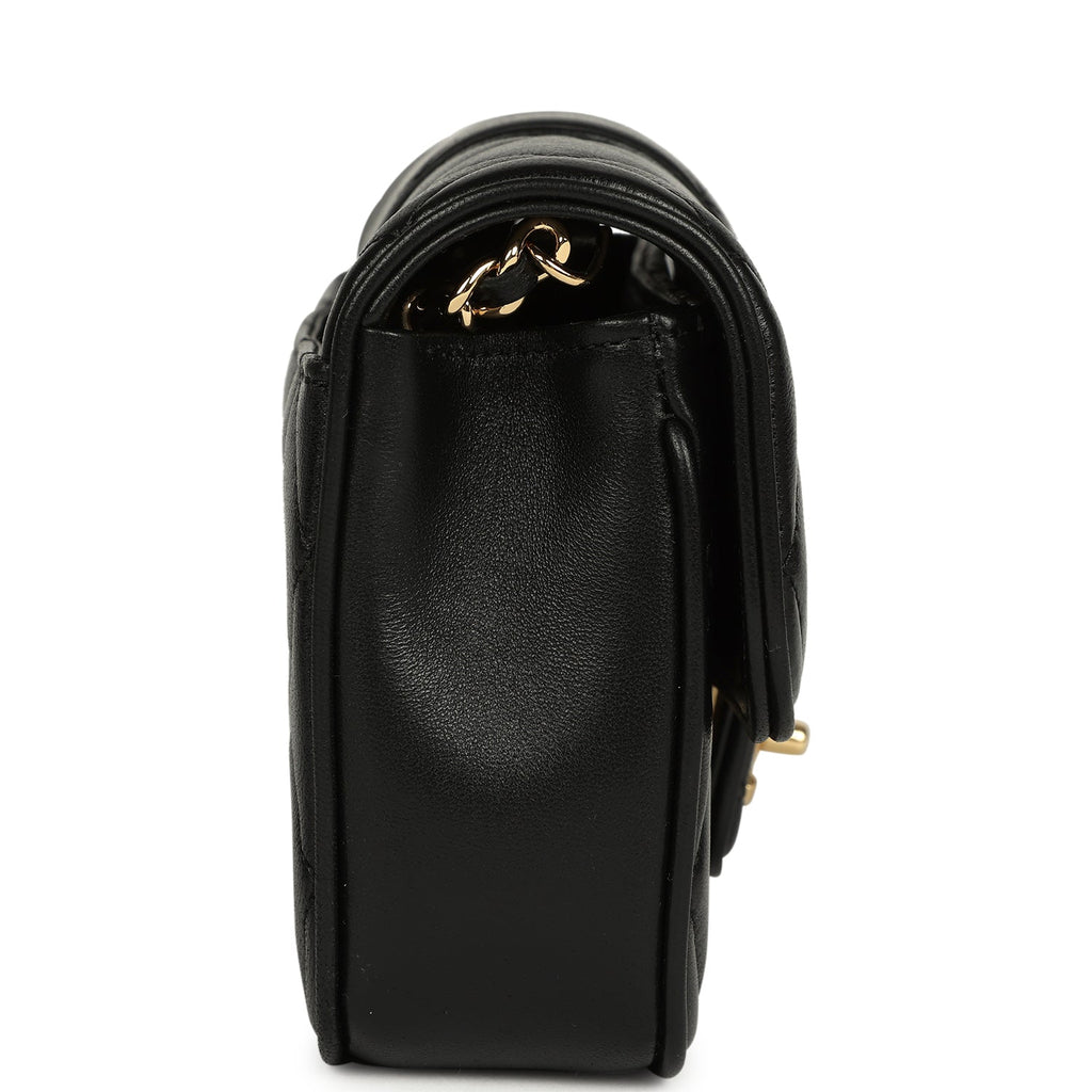 Mini Tab Flap Bag Black Lambskin Gold Hardware