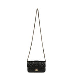 Mini Tab Flap Bag Black Lambskin Gold Hardware