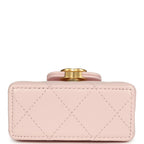 Nano Kelly Bag Charm Light Pink Shiny Lambskin Brushed Gold Hardware