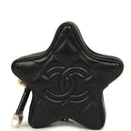 Mini Star Bag Charm Black Shiny Lambskin Light Gold Hardware