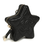 Mini Star Bag Charm Black Shiny Lambskin Light Gold Hardware