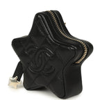Mini Star Bag Charm Black Shiny Lambskin Light Gold Hardware