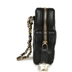 Mini Star Bag Charm Black Shiny Lambskin Light Gold Hardware