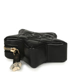 Mini Star Bag Charm Black Shiny Lambskin Light Gold Hardware