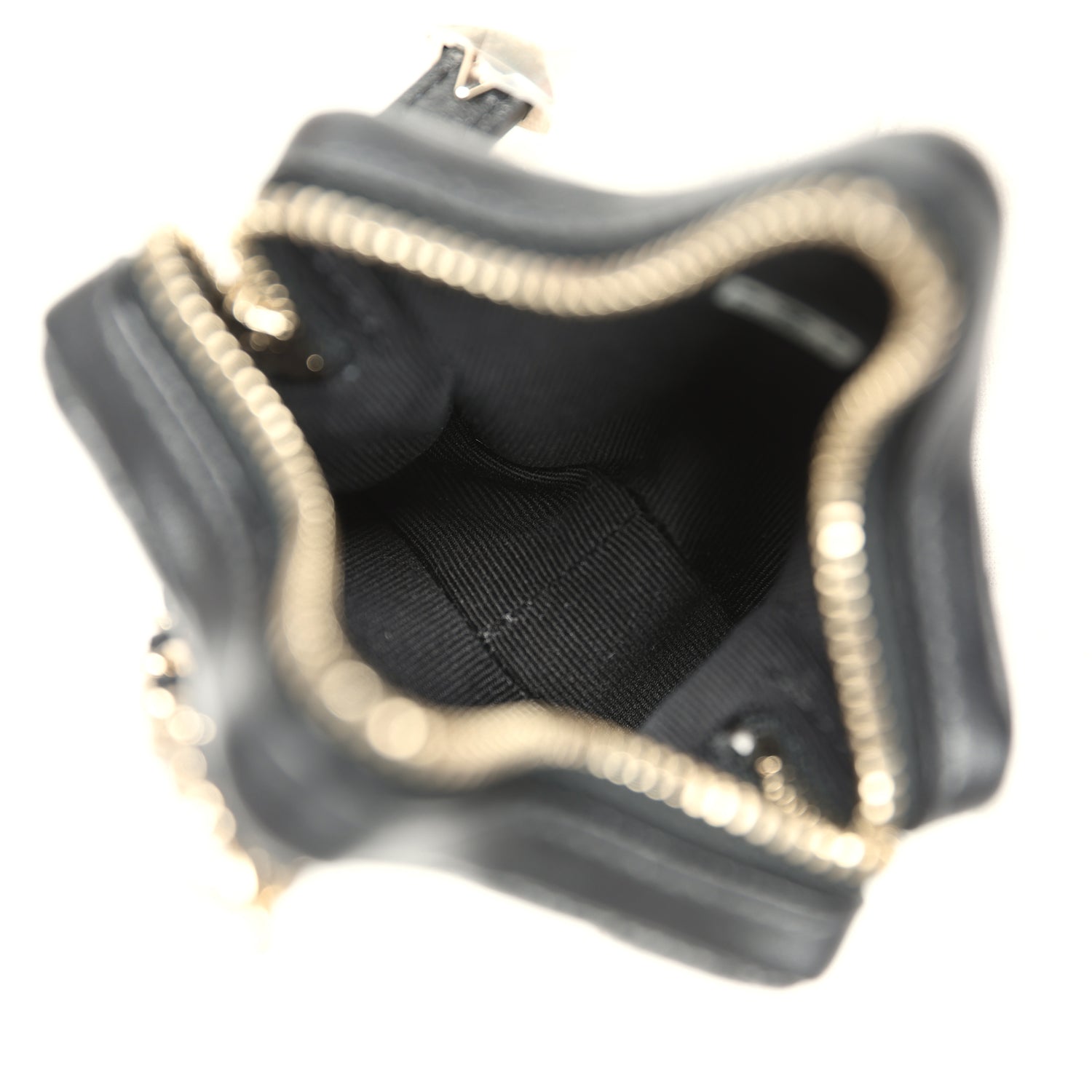 Mini Star Bag Charm Black Shiny Lambskin Light Gold Hardware