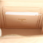Small Top Handle Vanity Case Light Beige Lambskin Light Gold Hardware