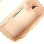 Small Top Handle Vanity Case Light Beige Lambskin Light Gold Hardware