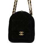 Small Bowling Bag Black Suede Antique Gold Hardware