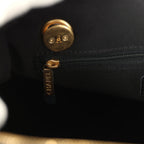 Small Bowling Bag Black Suede Antique Gold Hardware