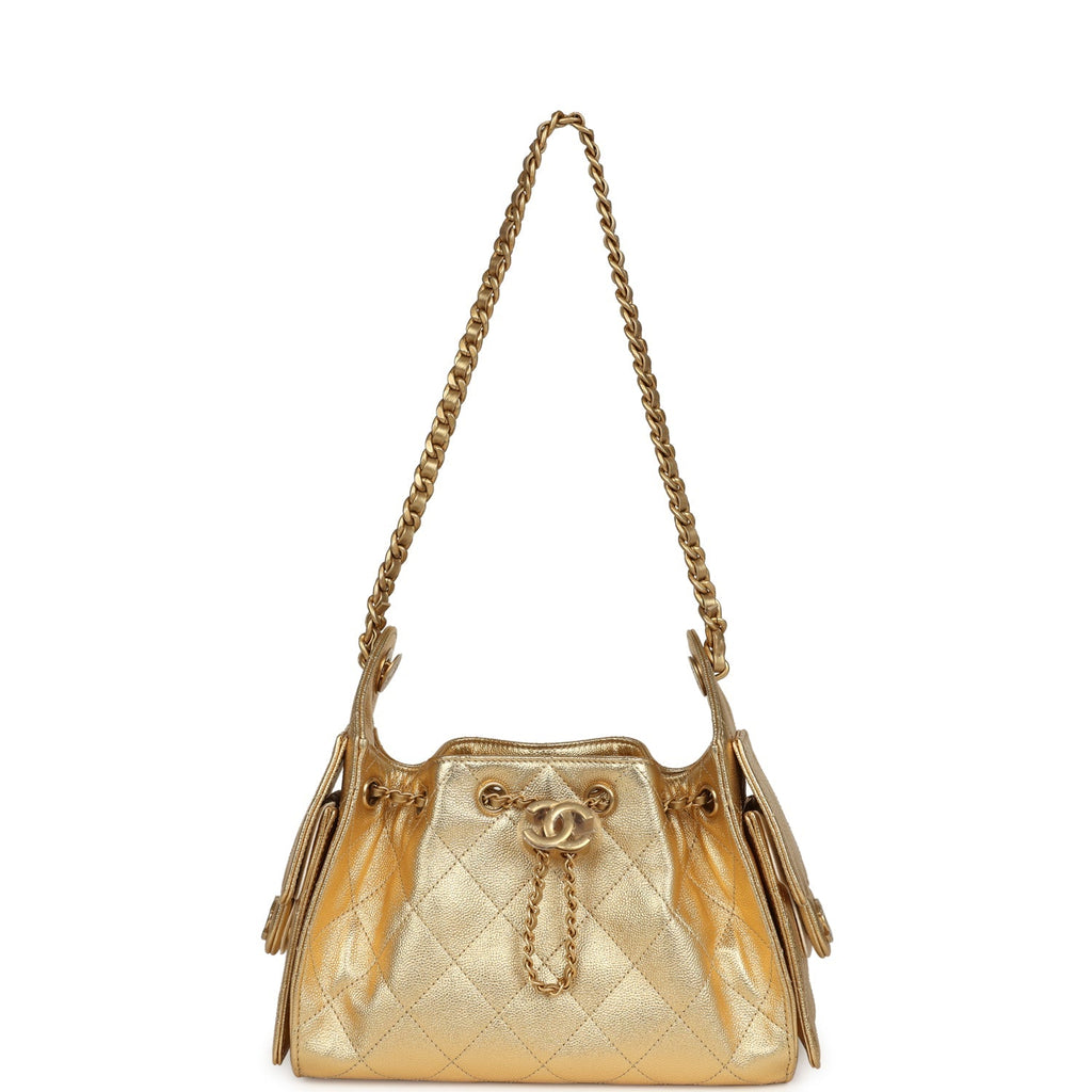 Mini 25 Hobo Bag Metallic Gold Caviar Caviar Antique Gold Hardware