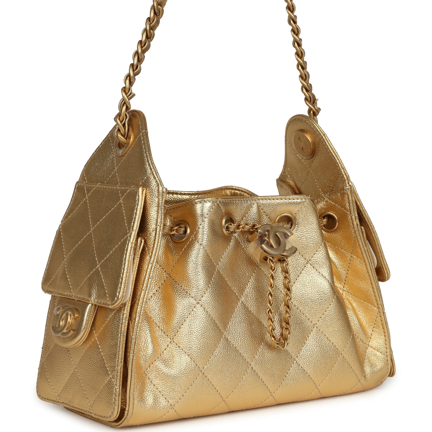 Mini 25 Hobo Bag Metallic Gold Caviar Caviar Antique Gold Hardware
