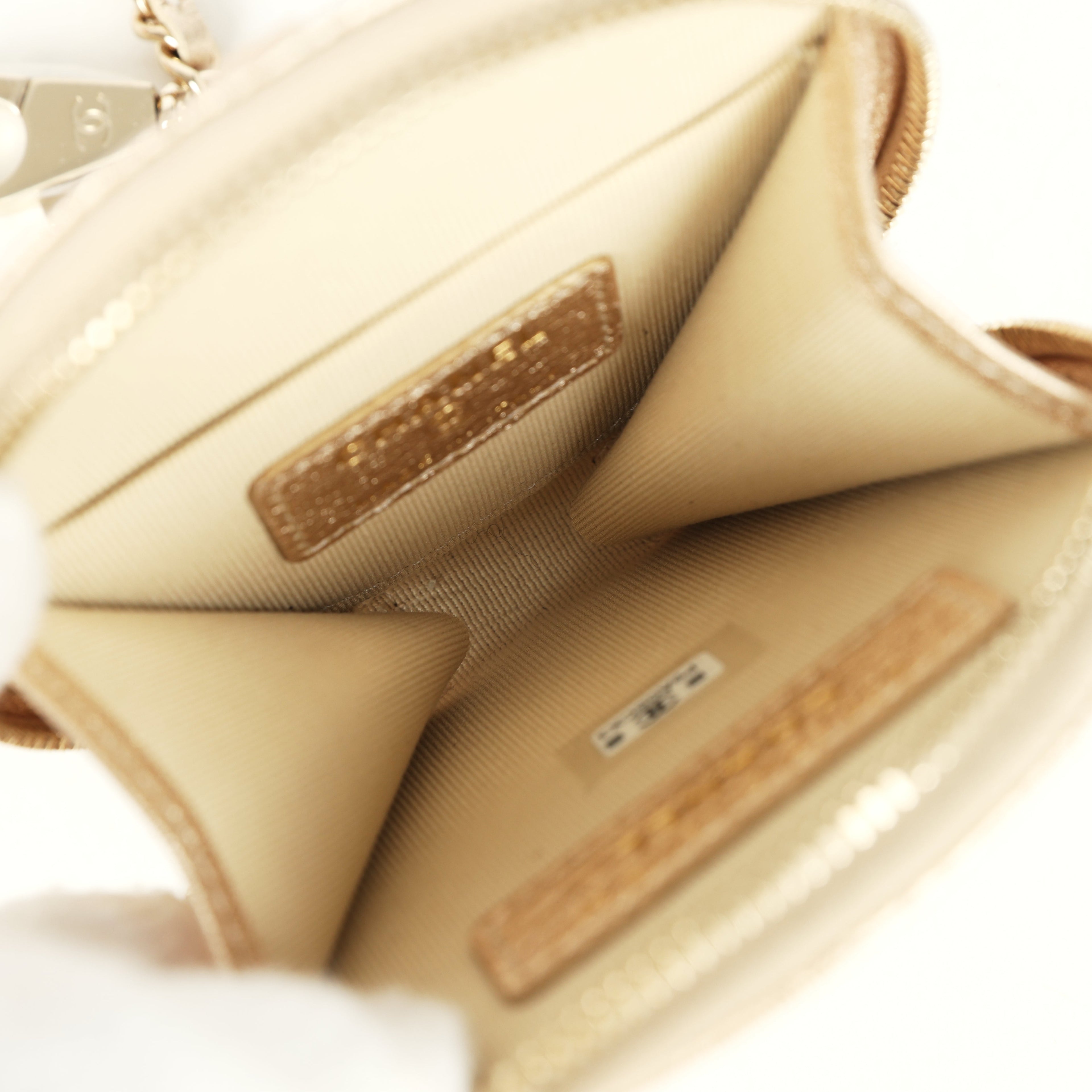 Round Clip-On Coin Purse and Airpod Pro Case Metallic Gold Goatskin Light Gold Hardware