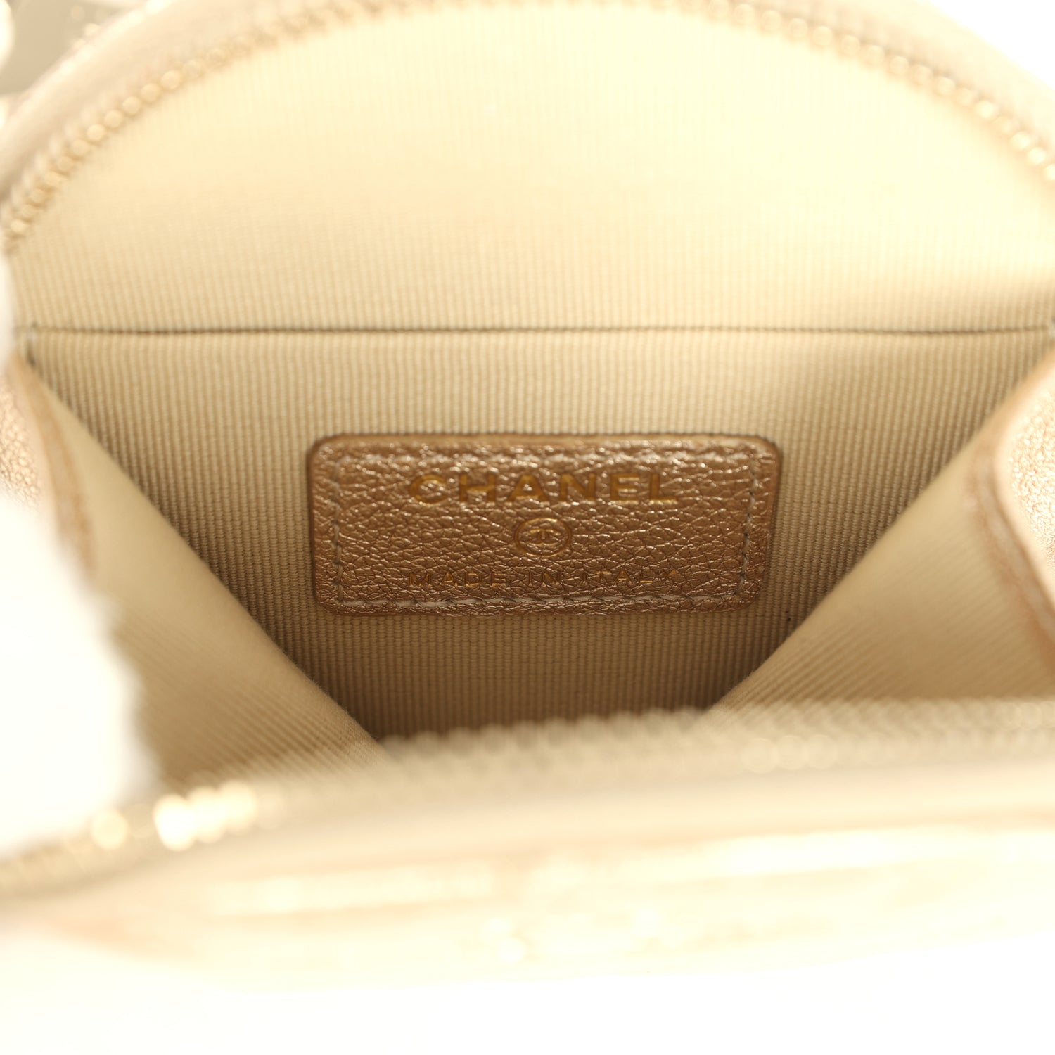 Round Clip-On Coin Purse and Airpod Pro Case Metallic Gold Goatskin Light Gold Hardware