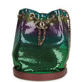 Mini Bucket Bag Green, Purple and Blue Ombre Metallic Mesh Light Gold Hardware