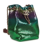 Mini Bucket Bag Green, Purple and Blue Ombre Metallic Mesh Light Gold Hardware