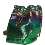 Mini Bucket Bag Green, Purple and Blue Ombre Metallic Mesh Light Gold Hardware