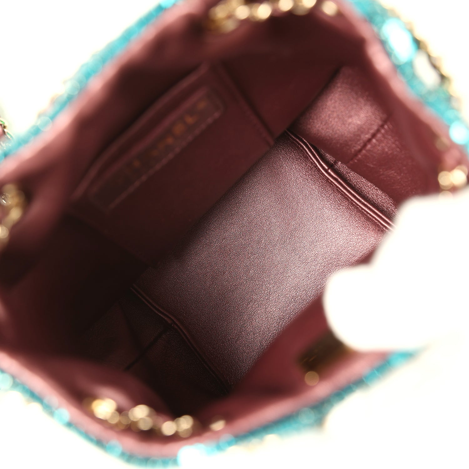 Mini Bucket Bag Green, Purple and Blue Ombre Metallic Mesh Light Gold Hardware