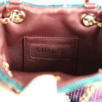 Mini Bucket Bag Green, Purple and Blue Ombre Metallic Mesh Light Gold Hardware