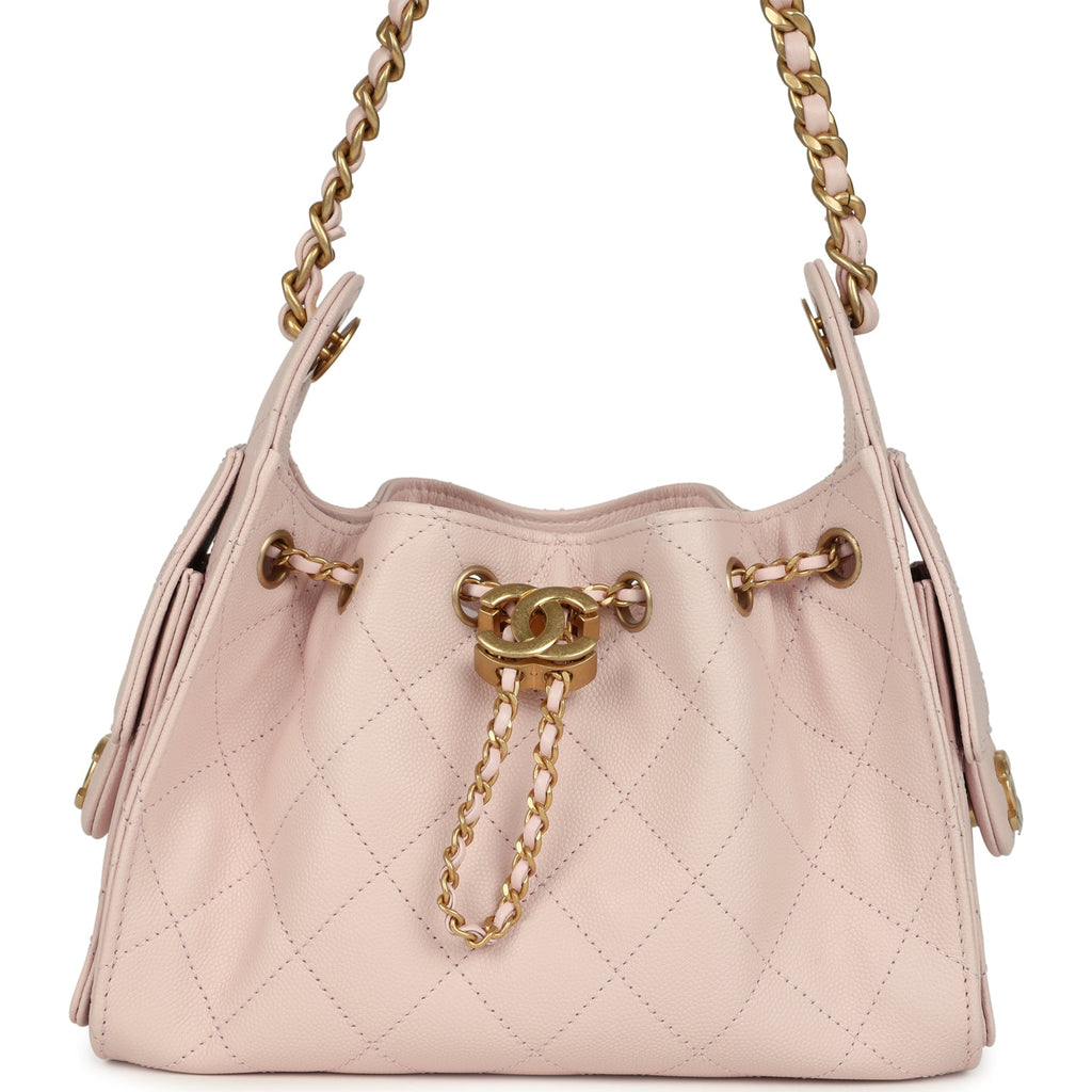 Mini 25 Hobo Bag Light Pink Caviar Antique Gold Hardware