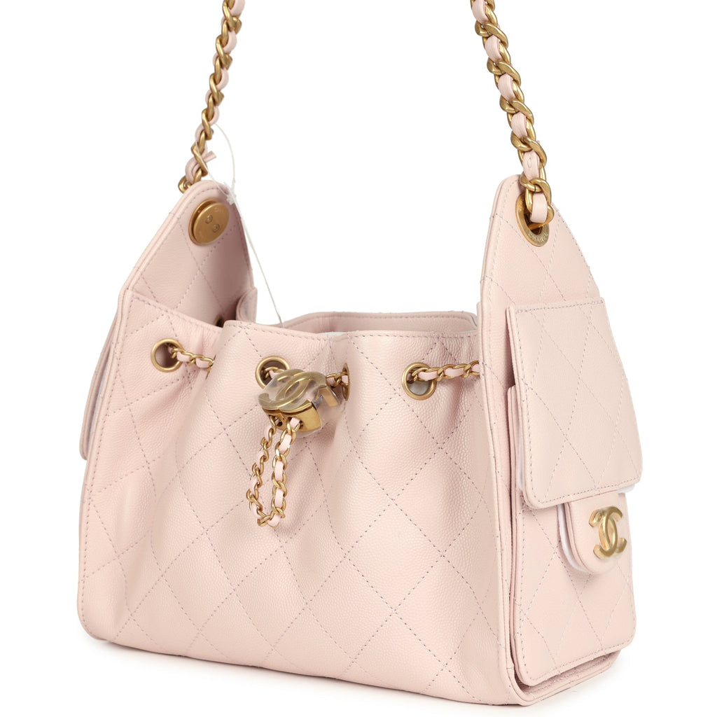 Mini 25 Hobo Bag Light Pink Caviar Antique Gold Hardware